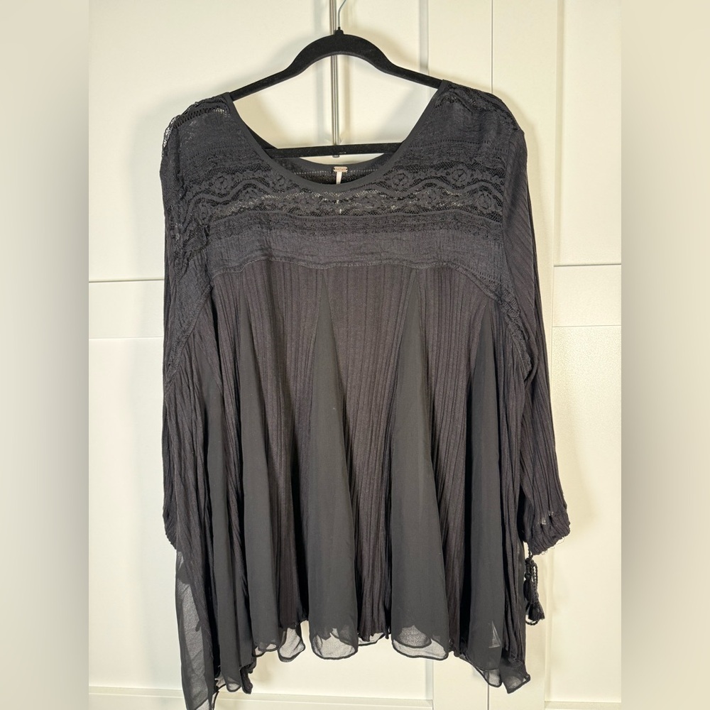 Free People Black Lace Blouse